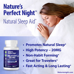 Nature's Perfect Night 20mg fast-dissolve tablets ideal for quick relaxation.