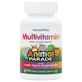 Natures Plus Animal Parade chewables in fun animal shapes for kid-friendly daily nutrition.