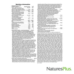 Natures Plus Source of Life Gold Liquid with dosing spoon illustrates convenient use.