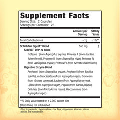 Nature's Secret capsules ready to take with meals for gluten and dairy support