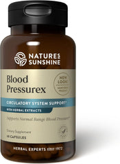 Nature's Sunshine Blood Pressurex bottle front for daily wellness support.