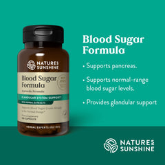 Nature's Sunshine Blood Sugar Formula bottle pour demonstrates easy serving