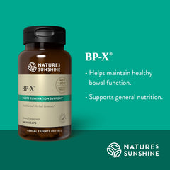 Nature's Sunshine BP-X bottle pour showing easy daily dosing.