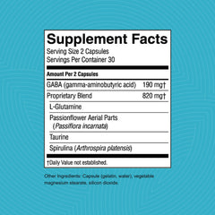 Close-up of Nature's Sunshine GABA Plus label highlighting organic ingredients