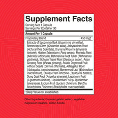 Close-up of KB-C herbal blend highlighting eucommia and other traditional ingredients.