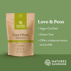 Nature's Sunshine Love and Peas texture close-up—nuanced natural color and fine powder.