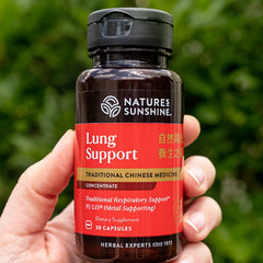 Cap closeup on Nature's Sunshine bottle shows capsules for easy daily use.