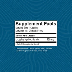 Nature's Sunshine L-Lysine capsules on a kitchen counter for daily immune support.