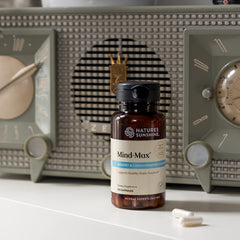 Mind-Max bottle displayed for daytime focus and daily routine.