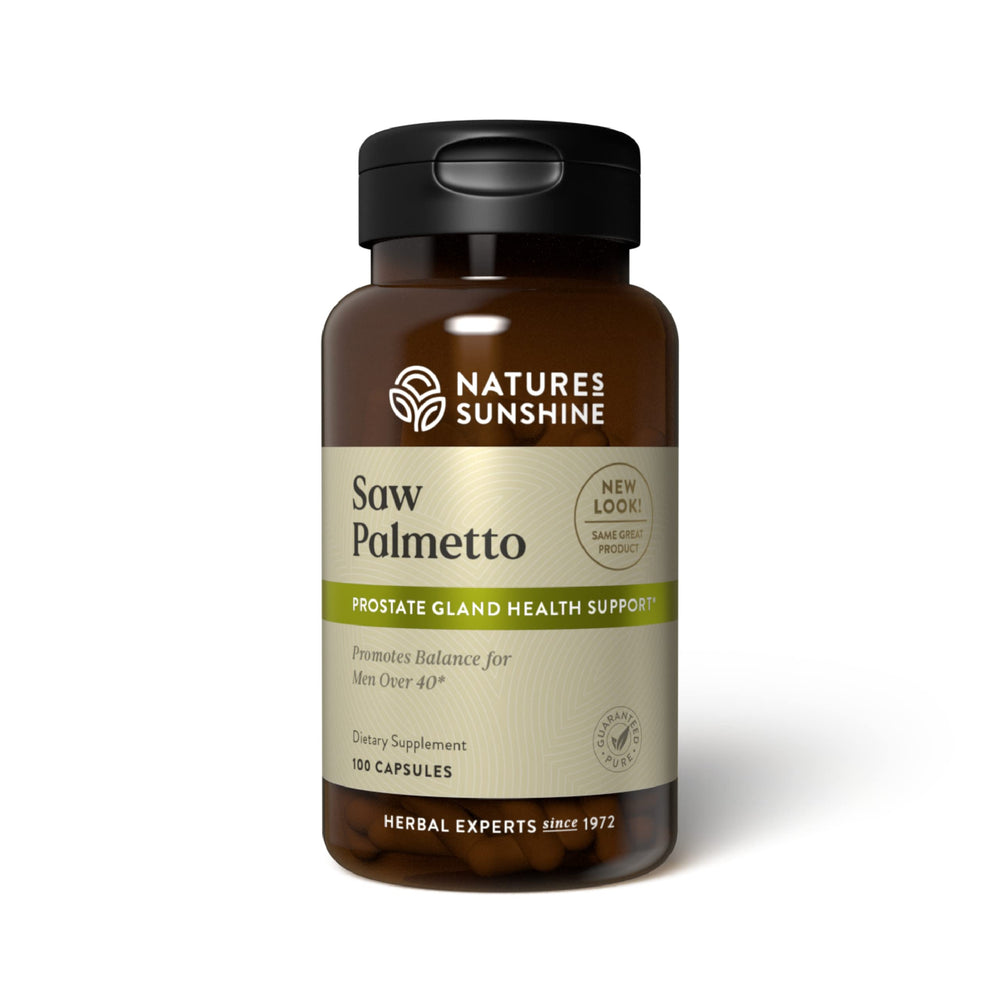 Nature's Sunshine Saw Palmetto bottle for daily prostate health support