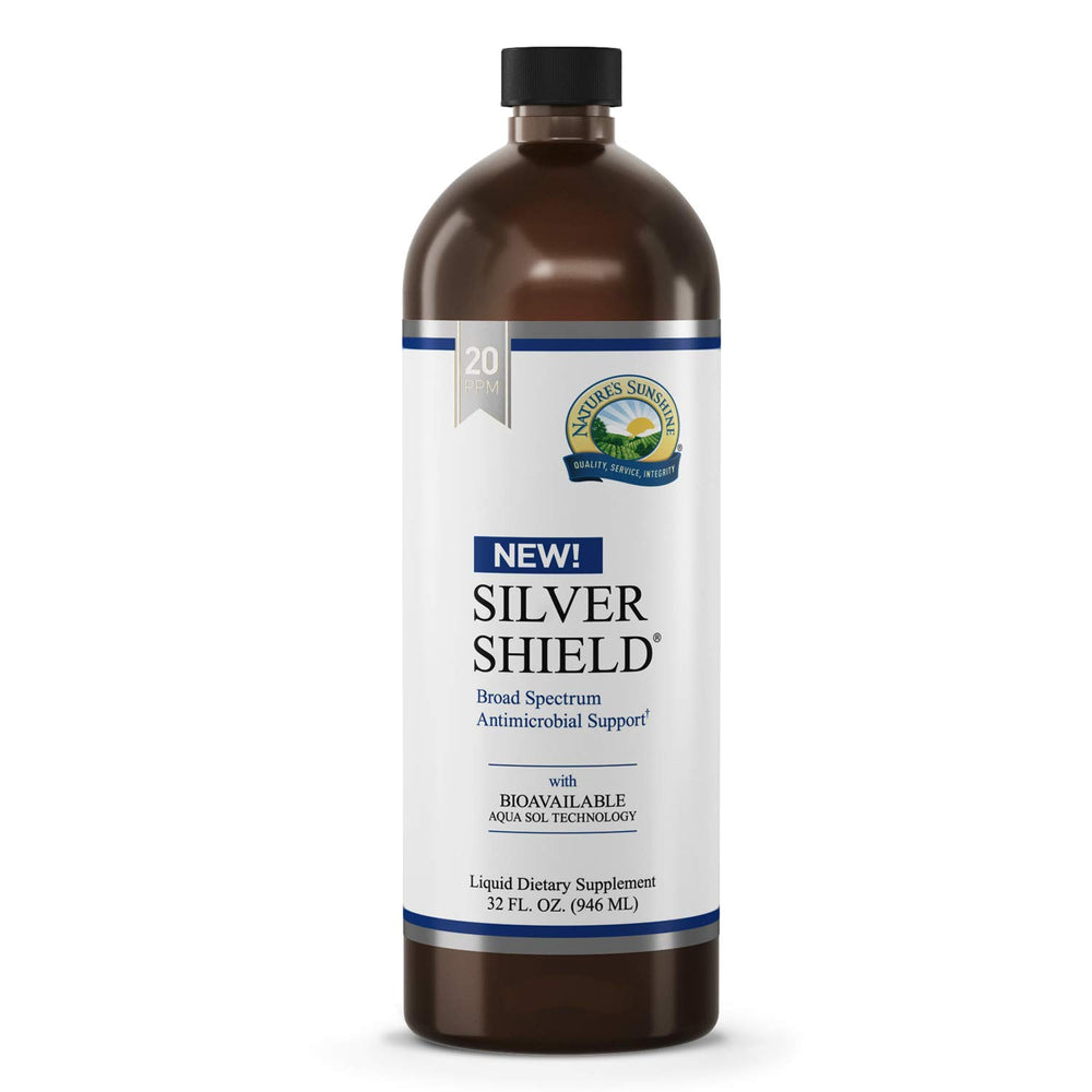 Nature's Sunshine Silver Shield Liquid bottle pour for easy dosing and convenience