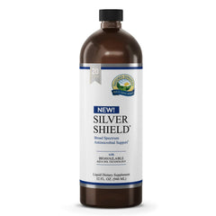 Nature's Sunshine Silver Shield Liquid bottle pour for easy dosing and convenience