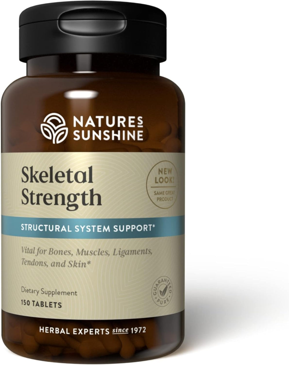 Nature's Sunshine Skeletal Strength tablets bottle for bone support and calcium intake.
