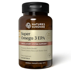 Nature's Sunshine Super Omega-3 EPA 180 Softgels bottle supports heart and brain health