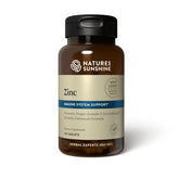 Nature's Sunshine Zinc 25mg bottle close-up showing label and tablet size for immune support potential