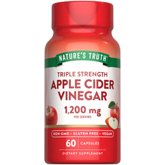 Nature's Truth Apple Cider Vinegar veggie pill bottle shows 1200 mg strength per serving
