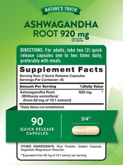 Nature's Truth Ashwagandha quick-release capsules for convenient daily use