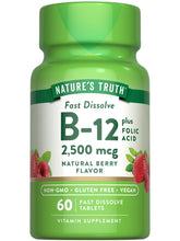 Nature's Truth B12 bottle front showcases a vegan, non-GMO supplement for daily wellness