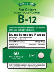 Nature's Truth B12 fast-dissolve tablet with natural berry flavor.