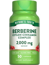 Nature's Truth Berberine-Cinnamon Complex bottle promotes vegan wellness.