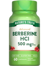 Nature's Truth Berberine HCl capsules in a bottle for daily vegan support.