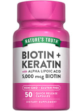 Nature's Truth Biotin 5000 mcg bottle for daily beauty routines.