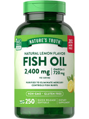 Nature's Truth burpless fish oil bottle with lemon flavor for easy swallowing.