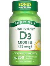 Nature's Truth D3 1000 IU bottle with label for daily support.