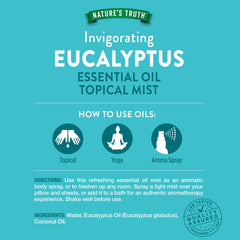 Nature's Truth eucalyptus mist spray mist release for quick invigoration.
