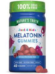 Nature's Truth Kids Melatonin Gummy bottle view promotes an easy nightly routine for kids