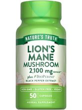 Nature's Truth Lions Mane capsules bottle showing 2100 mg potency for daily wellness