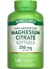 Nature's Truth Magnesium Citrate Softgels bottle front highlighting high absorption formula for daily wellness