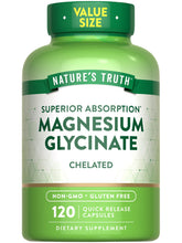 Nature's Truth Magnesium Glycinate 200mg bottle front showing high absorption formula