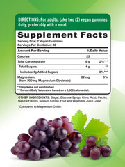 Nature's Truth grape-flavored vegan gummies closeup highlighting 200 mg per serving.
