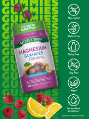 Magnesium Gummies lemon raspberry flavor by Nature's Truth for vegan and gluten-free diets.