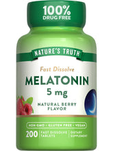 Nature's Truth Melatonin 5mg fast-dissolve bottle on nightstand supporting a calm bedtime routine.