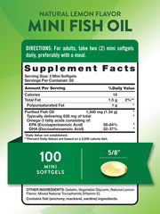 Nature's Truth mini fish oil softgels close-up shows lemon flavor.