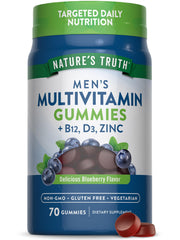 Nature's Truth multivitamin for men gummies bottle front highlights blueberry flavor for daily support