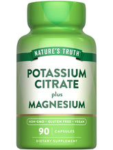Nature's Truth potassium magnesium citrate capsules bottle front for daily mineral support.