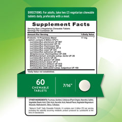 Close-up of Nature's Truth probiotic chewable berry tablets showing delicious flavor appeal.