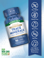 Nature's Truth Trace Minerals gluten-free label on packaging for sensitive diets.