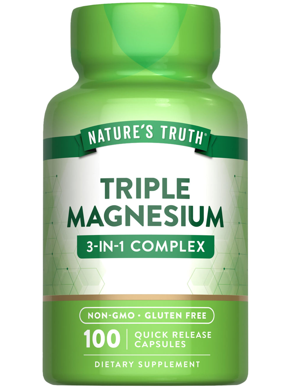 Nature's Truth Triple Magnesium bottle with 100 capsules for daily support.