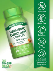 Bottle pour shot of Nature's Truth turmeric curcumin capsules