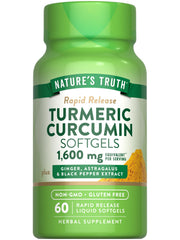 Nature's Truth turmeric-curcumin complex softgels bottle front for daily wellness.