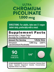 Label close-up shows 1000 mcg per serving in a vegan tablet.