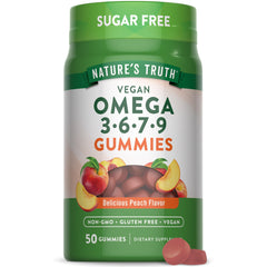 Nature's Truth vegan omega gummies peach bottle for daily wellness