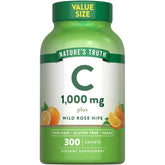 Nature's Truth Vitamin C 1000mg rose hips caplets bottle for daily wellness