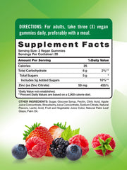 Nature's Truth Zinc Gummies berry close-up highlights chewy texture and flavor.