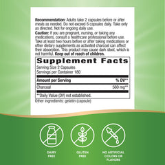 Nature's Way Activated Charcoal capsules close-up showing compact, mess-free form.