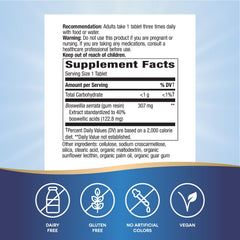 Nature's Way Boswellia Premium Extract label closeup showing 65 percent boswellic acids